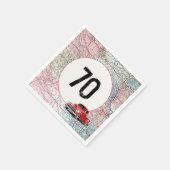 70th Birthday Red Retro Truck op Road Map Servet (Hoek)