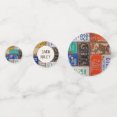 70th Birthday Retro Licence Borden Confetti (Achterkanten)