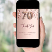 70th Birthday roos Gold Stars Dank u kaart