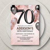 70th Birthday Roos Gouden Ballonnen Uitnodiging