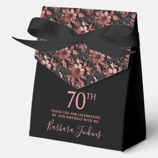 70th Birthday Rose Gold Floral Thank You  Bedankdoosjes (Voorkant)