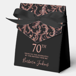 70th Birthday Rose Gold Swirls Thank You  Bedankdoosjes