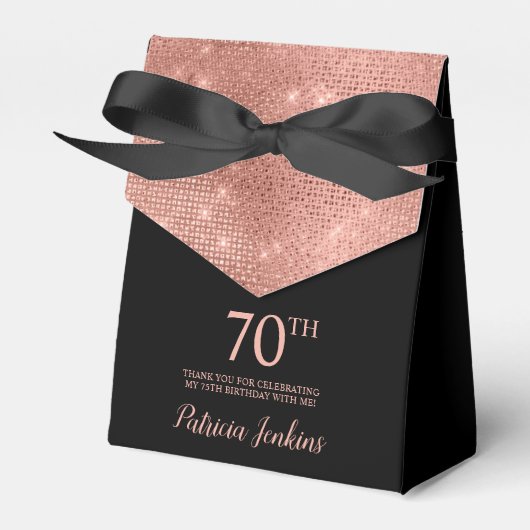 70th Birthday Rose Gold Thank You Favor Box Bedankdoosjes (Voorkant Zijde)