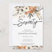 70th Birthday Rustic Floral Fall  Kaart (Voorkant)