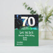 70th Birthday Save the Date Green Briefkaart (Staand voorkant)