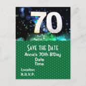 70th Birthday Save the Date Green Briefkaart (Voorkant)