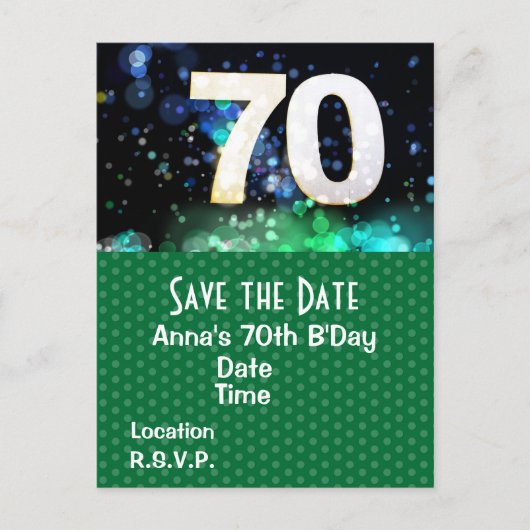 70th Birthday Save the Date Green Briefkaart (Voorkant)