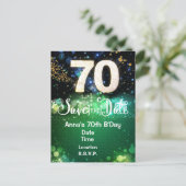 70th Birthday Save the Date Green  Postcard Briefkaart (Staand voorkant)