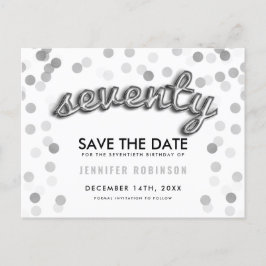 70th Birthday Save the Date Silver Balloons Aankondigingskaart