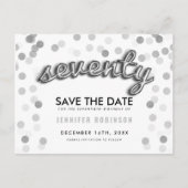 70th Birthday Save the Date Silver Balloons Aankondigingskaart (Voorkant)