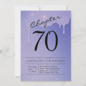 70th Birthday Script Glitter Kaart (Voorkant)