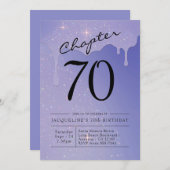 70th Birthday Script Glitter Kaart (Voorkant / Achterkant)