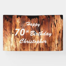 70th Birthday Sign Faux Weathered Wood personalise