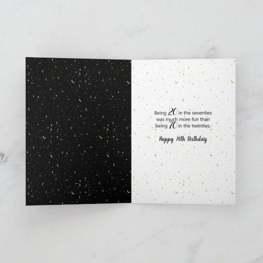 70th Birthday Sparkler op zwart Kaart (Binnen)