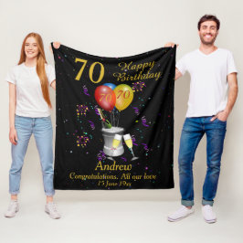 70th Birthday Sparkling Wine Celebration Black Fleece Deken