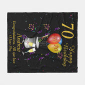 70th Birthday Sparkling Wine Celebration Black Fleece Deken (Voorkant (Horizontaal))