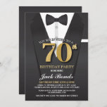 70th Birthday Spy Suit Black stropdas Gold Invitat Kaart<br><div class="desc">70th Birthday Spy Suit Black stropdas Gold Invitation

VERANDERT EENVOUDIG DE TEKST OM UW PARTIJ AAN TE PASSEN. Afdruk achteraan inbegrepen.</div>