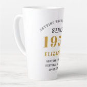 70th Birthday Typography Born 1950 Voeg Jouw naam Latte Mok (Linkerhoek)