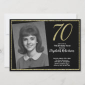 70th Custom Photo Black and Gold  Kaart (Voorkant)