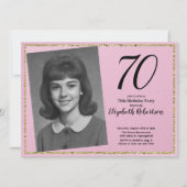 70th Custom Photo Pink and Gold Kaart (Voorkant)
