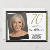 70th Custom Photo White Black and Gold  Kaart (Voorkant)