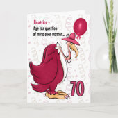 70th Funny Birthday Pink Buzzard met Name Kaart (Voorkant)