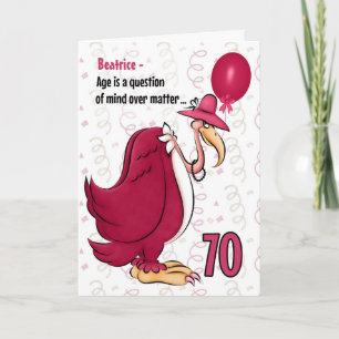 70th Funny Birthday Pink Buzzard met Name Kaart