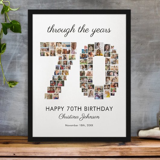 70th Happy Birthday Photo Collage Poster