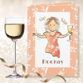 70th Happy Birthday Vrouw Cartoon Champagne Drink Kaart