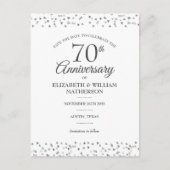 70th Jubileum Hearts Confetti Save the Date Aankondigingskaart (Voorkant)