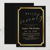 70th Modern & Minimal Black Birthday Party Kaart (Voorkant / Achterkant)