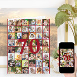 70th of Any Age Photo Collage Big Birthday Kaart<br><div class="desc">Fotosjabloon met grote verjaardagskaart die u kunt aanpassen voor elke leeftijd en maximaal 40 verschillende foto's toevoegen. De steekproef is voor een 70e verjaardag die u kunt uitgeven en u kunt het bericht binnen ook personaliseren en het jaar op de rug registreren. Het fotomalplaatje is klaar voor u om uw...</div>