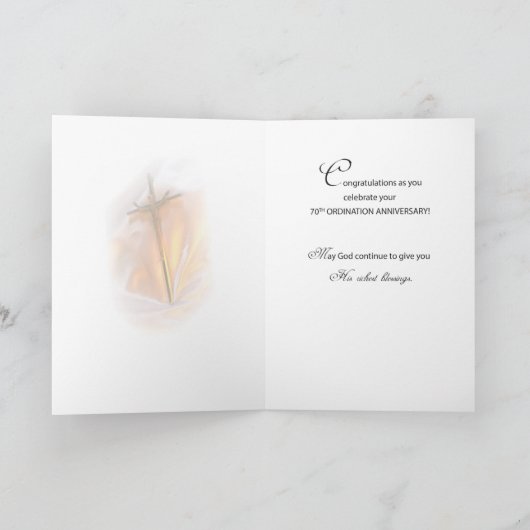 70th Ordination Jubileum, Cross Candle Kaart (Binnen)