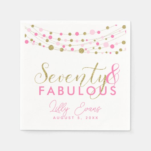 70th partij papier servet decoratie, glitter blauw (Voorkant)