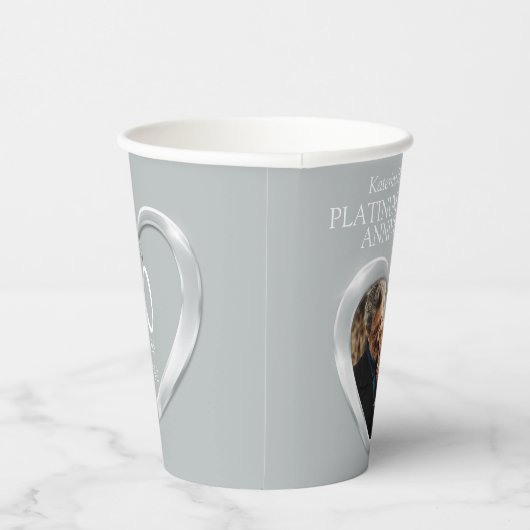 70th Platinum Huwelijksverjaardag hart foto Papieren Bekers (Rechts)