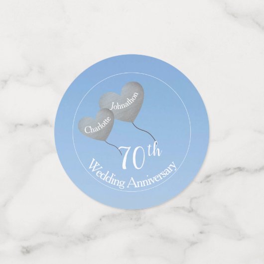 70th Platinum Wedding Anniversary heart balloons Confetti (Kleine voorkant)