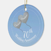 70th Platinum Wedding Anniversary heart balloons Keramisch Ornament (Links)