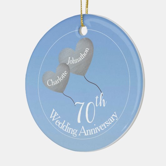 70th Platinum Wedding Anniversary heart balloons Keramisch Ornament (Links)