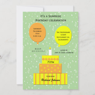 70th Surprise Birthday Party Invitation Kaart
