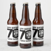 70th Verjaardag aangepaste foto naam label Bier Etiket (Flessen)