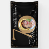 70th Verjaardag Goud Zwart Kalligrafie Aangepaste  Spandoek (Verticaal)