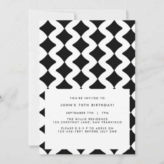 70th Verjaardag nodigen moderne minimale eenvoudig Kaart (Achterkant)