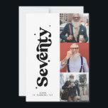 70th Verjaardag nodigen moderne minimale eenvoudig Kaart<br><div class="desc">70th Verjaardag nodigen moderne minimale eenvoudige retro zwart-wit multi foto typografie ontwerp.</div>