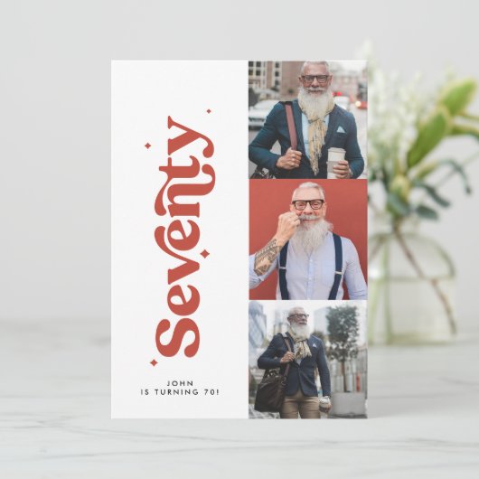 70th Verjaardag nodigen moderne minimale eenvoudig Kaart (Staand voorkant)