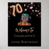 70th Verjaardag zwart roos gouden foto ster welkom Poster (Voorkant)