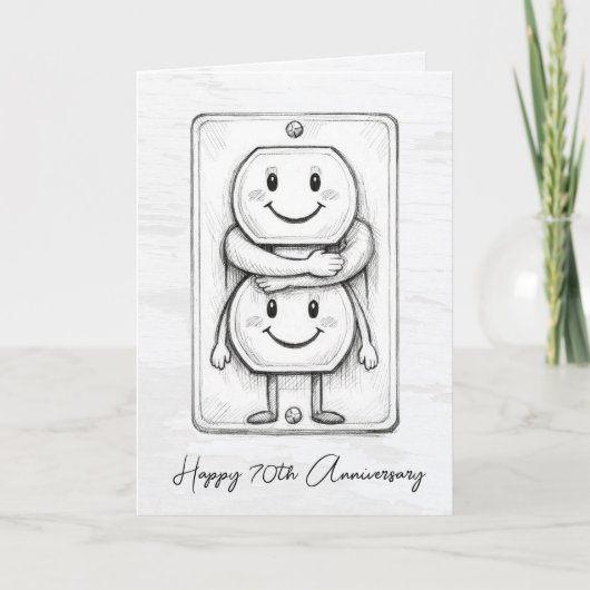 70th Wedding Anniversary Electrical Socket  Kaart (Voorkant)