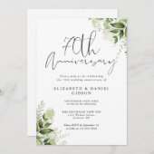 70th Wedding Anniversary Greenery Floral Kaart (Voorkant / Achterkant)