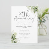 70th Wedding Anniversary Greenery Floral Kaart (Staand voorkant)