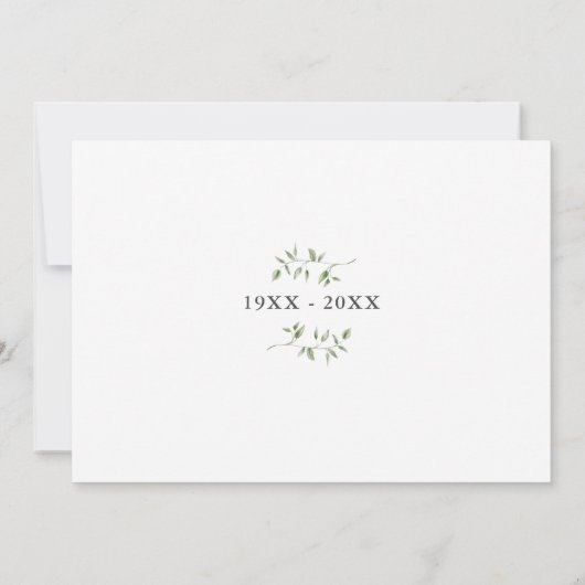 70th Wedding Anniversary Greenery Floral Kaart (Achterkant)