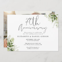 70th Wedding Anniversary Greenery Floral Photo